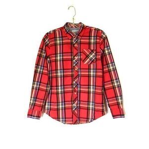 Arizona Jean Co Plaid Shirt Long Sleeve Red Button Down Size XL 14-16 Cotton